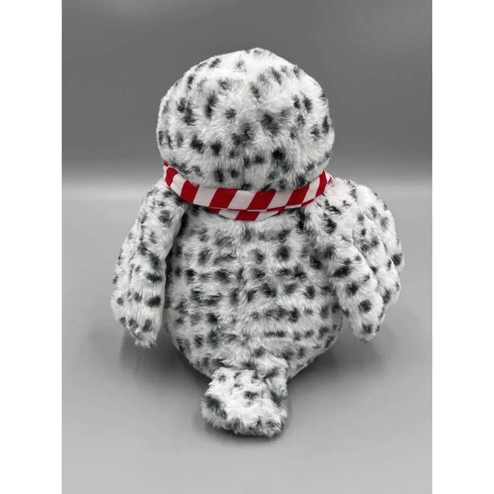 Spotted Snowy Owl Plush W/ Holiday Scarf 12” Stuffed Animal Squeaker Toy No Tag